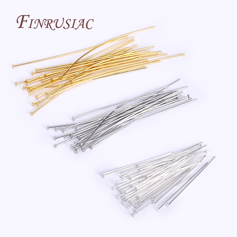 Jewelry Making Jig - 50-100 ピース/ロット円弧状エンドフラットヘッドピン、ゴールド/ロジウム/シルバーメッキピン所見ジュエリー作成 DIY 用品アクセサリー