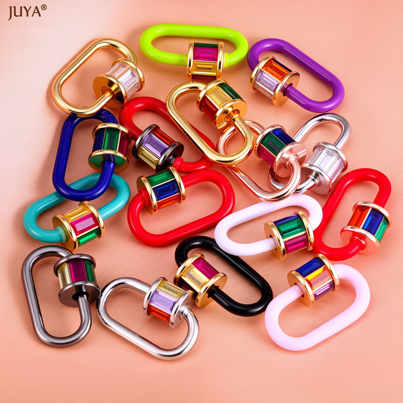 Jewelry Making School - JUYA レインボークリスタルエナメルスクリューカラビナロックコネクタクラスプファスナー DIY ネックレスジュエリー作成アクセサリー用品