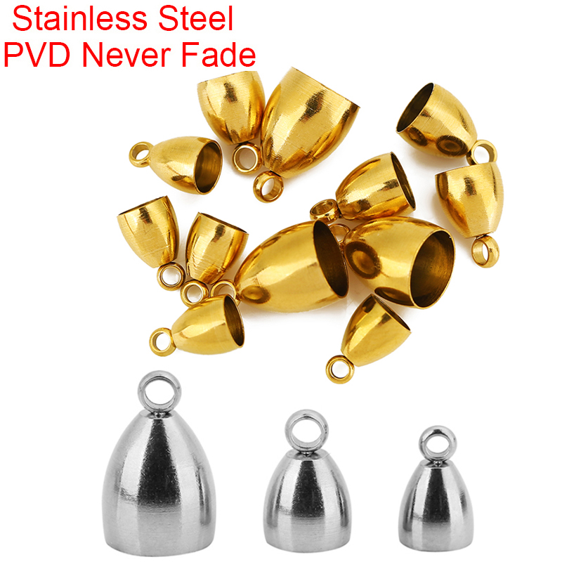 Jewelry Making School - 10個入りPVD加工ステンレス製留め金具、革紐用フック（5、6、8mm）、エンドキャップ、ネックレスコネクター、DIYジュエリー製作用