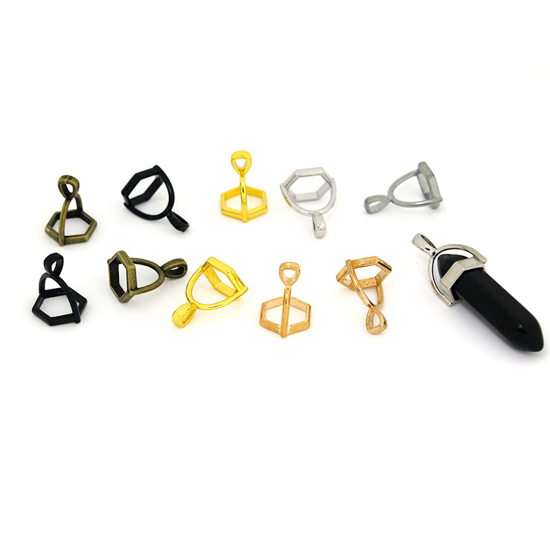 Jewelry Making Stones - 20 個六角形の宝石キャップ天然石クリスタル柱ペンダントキャップジュエリーメイキング用ペンダントネックレスコネクタクラスプ DIY