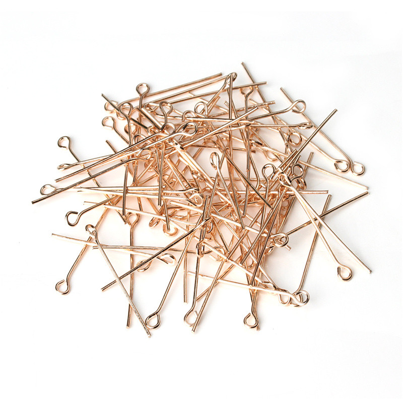 Jewelry Making Jig - 200 ピース/ロット 50 ミリメートルローズゴールドカラーヘッドピンアイピンフラットメタルヘッドピン針 DIY ジュエリーメイキング所見