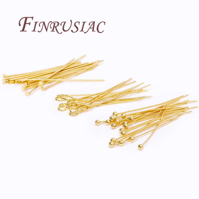 Jewelry Making Jig - 50 個 20-50 ミリメートルゴールドメッキピンジュエリーアイピン/ボールヘッドピン/フラットヘッドピン DIY ジュエリーメイキング用品アクセサリー
