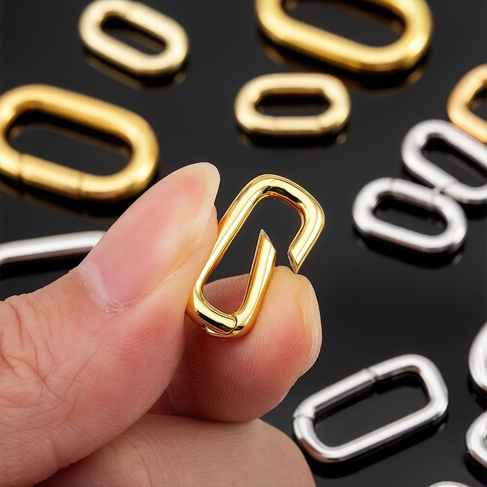 Jewelry Making School - 2個入り 18K金メッキ オーバルカラビナネックレスクラスプ スプリングリング パールエンハンサーコネクター DIYジュエリーブレスレット製作用