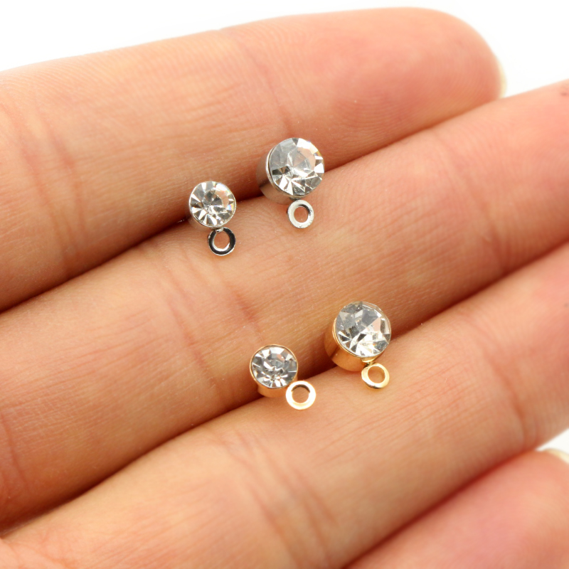 Jewelry Making Kits - 50 個のスタッドピアスピンジルコン 4/5/6 ミリメートルラインストーン基本イヤリングスタッド DIY ジュエリーメイキングアクセサリー所見
