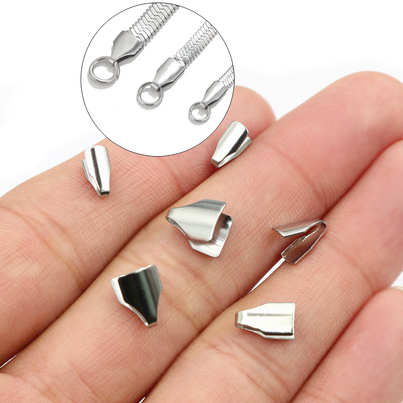 100個ステンレス鋼2-7mmフラットコード圧着エンドビーズ - Jewelry Making Bead のレビューと価格