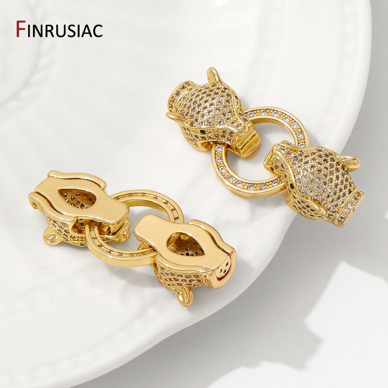 18K ゴールドメッキ真鍮象嵌ジルコンヒョウヘッドパールクラ - Jewelry Making Bead のレビューと価格