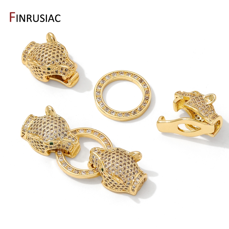 18K ゴールドメッキ真鍮象嵌ジルコンヒョウヘッドパールクラ - Jewelry Making Bead のレビューと価格