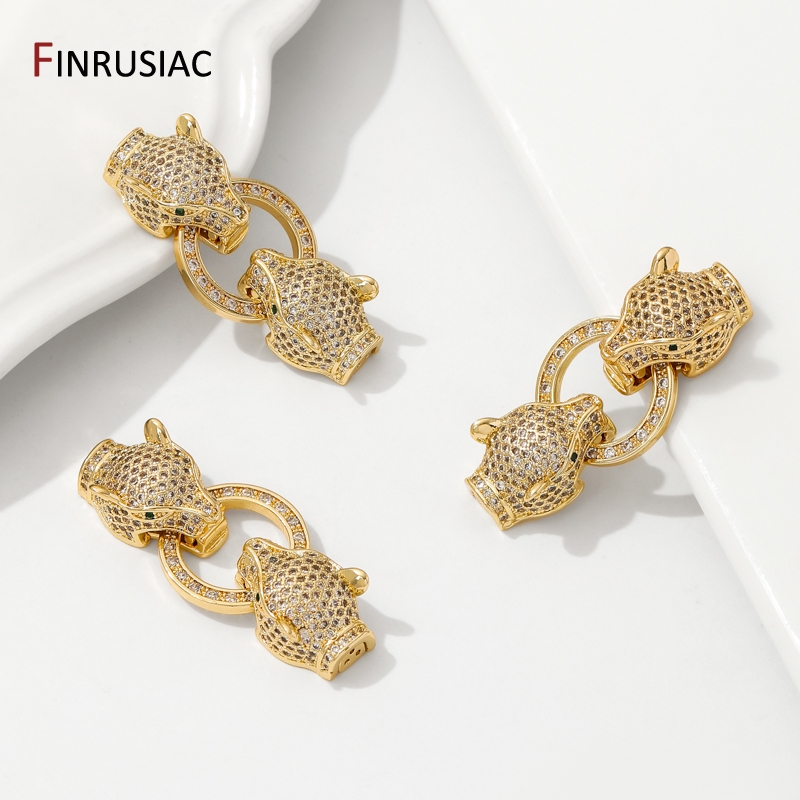 18K ゴールドメッキ真鍮象嵌ジルコンヒョウヘッドパールクラ - Jewelry Making Bead のレビューと価格