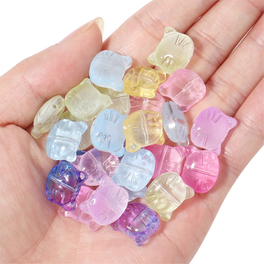 30 ピース/ロットかわいいガラス猫ヘッドビーズカラーランプ - Jewelry Making Jig のレビューと価格